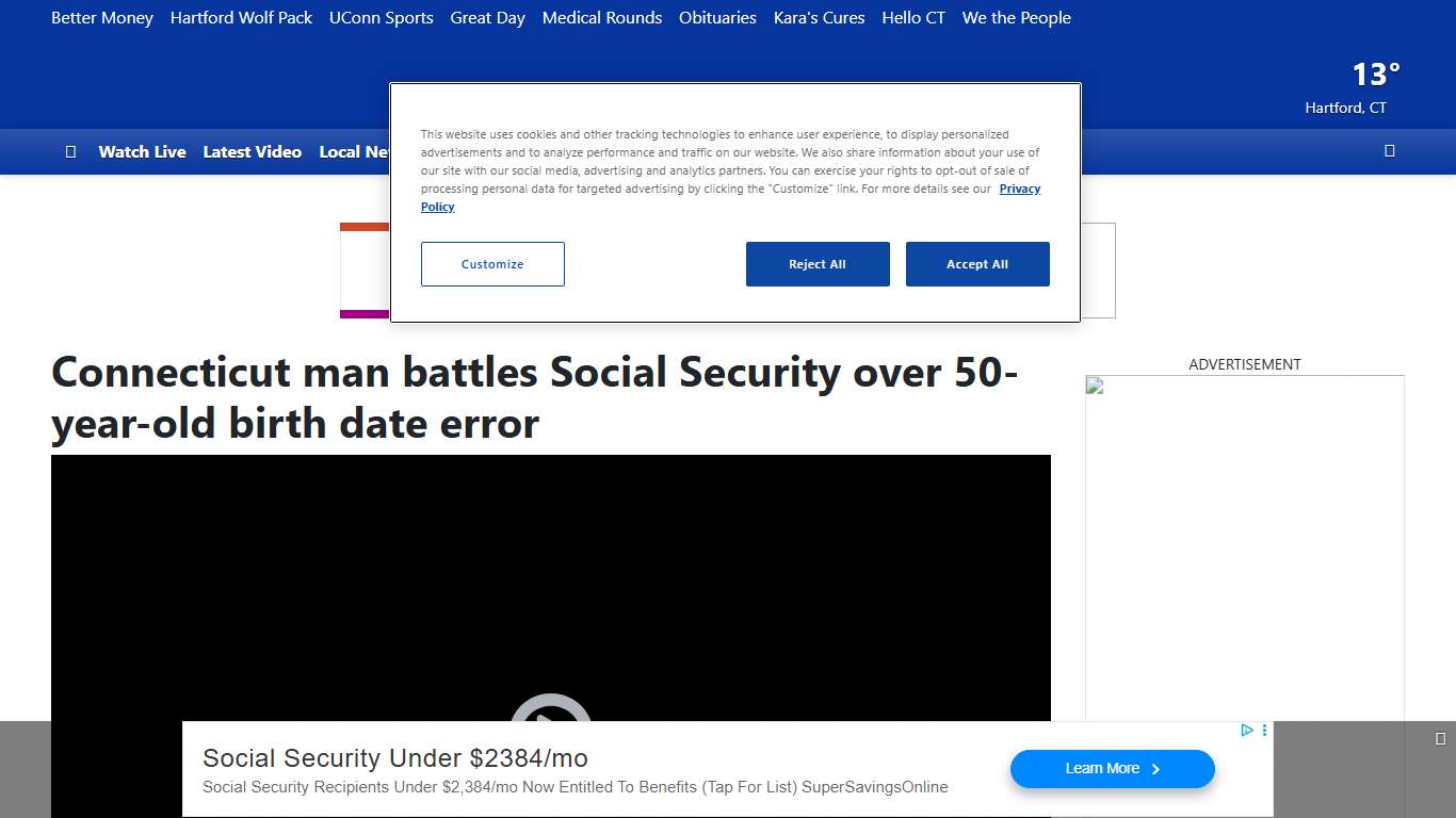 Connecticut man battles Social Security over 50-year-old birth date error