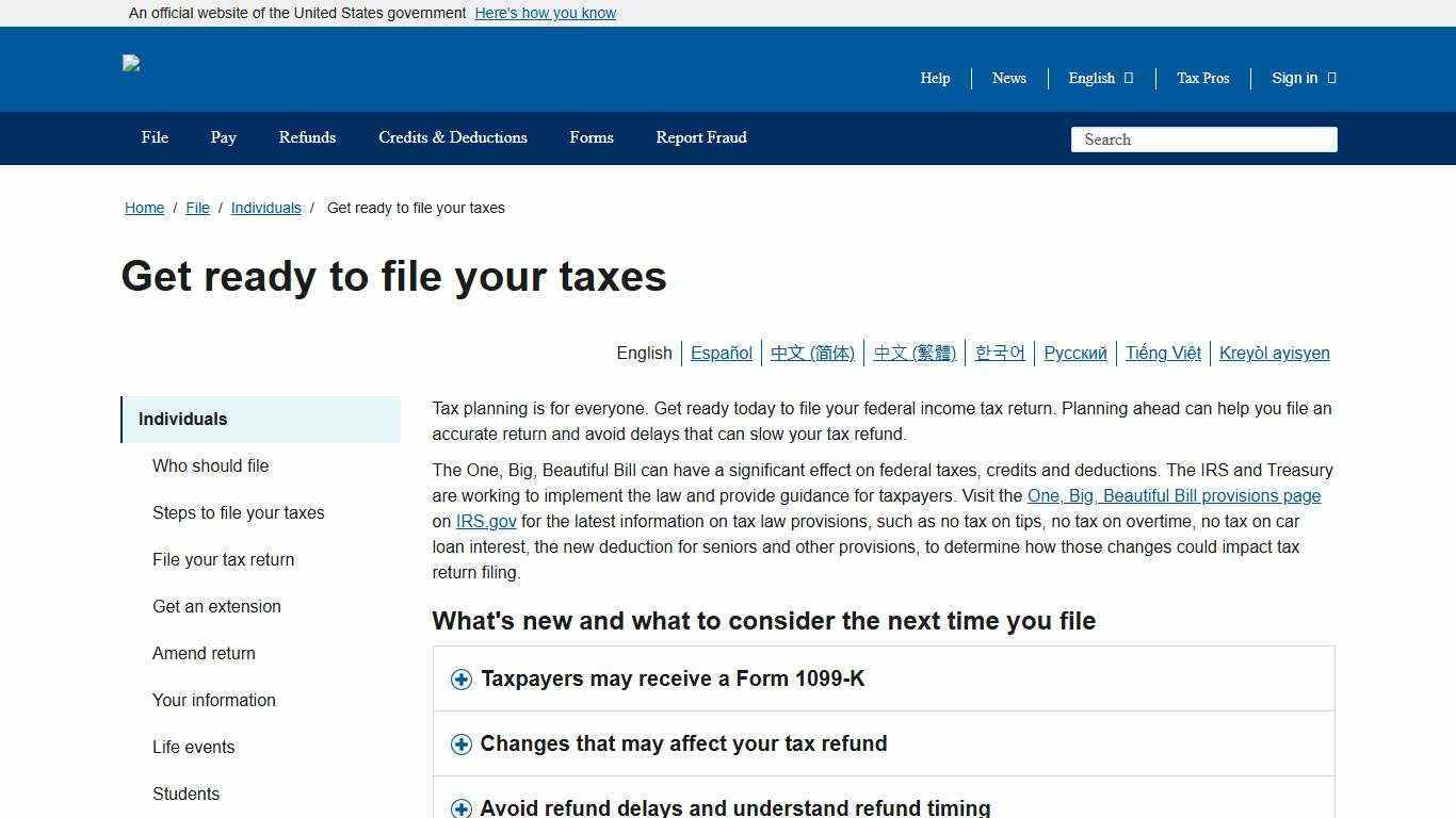 Get ready to file your taxes | Internal Revenue Service